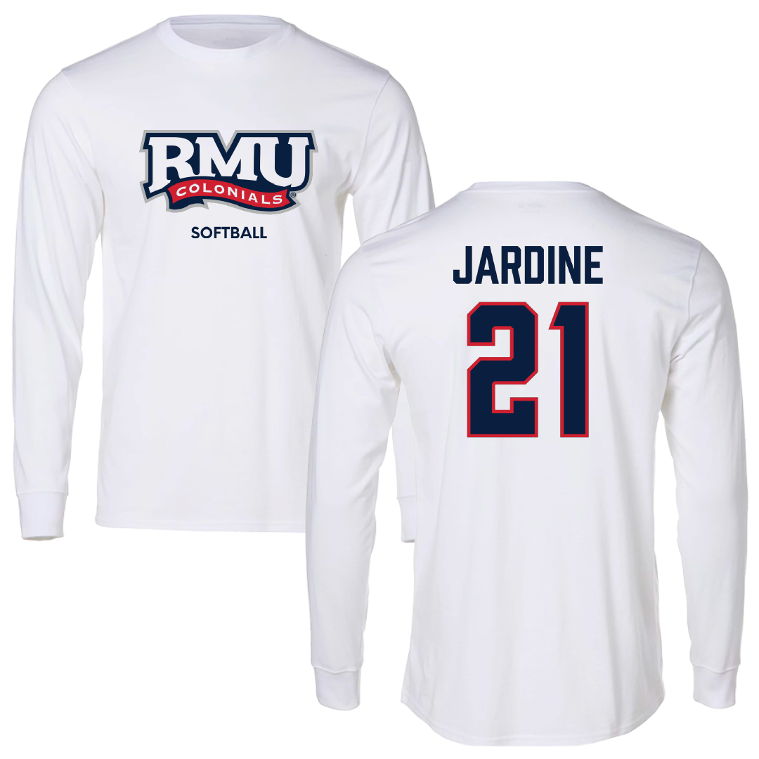 Robert Morris University Softball White Mascot Performance Long Sleeve - #21 Makayla Jardine