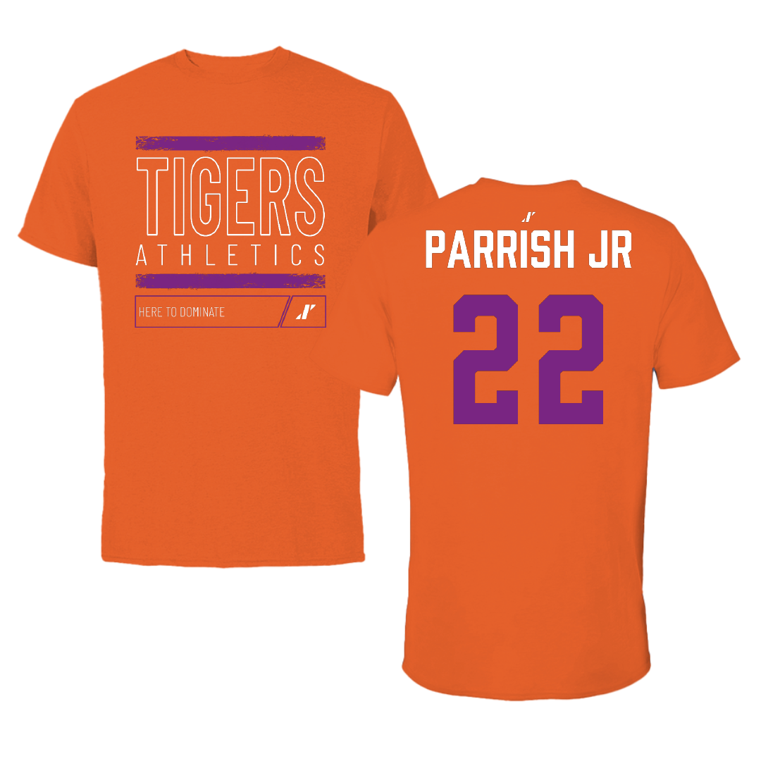 Edward Waters University Football Orange Dominate Tee - #22 Eysaw Parrish Jr