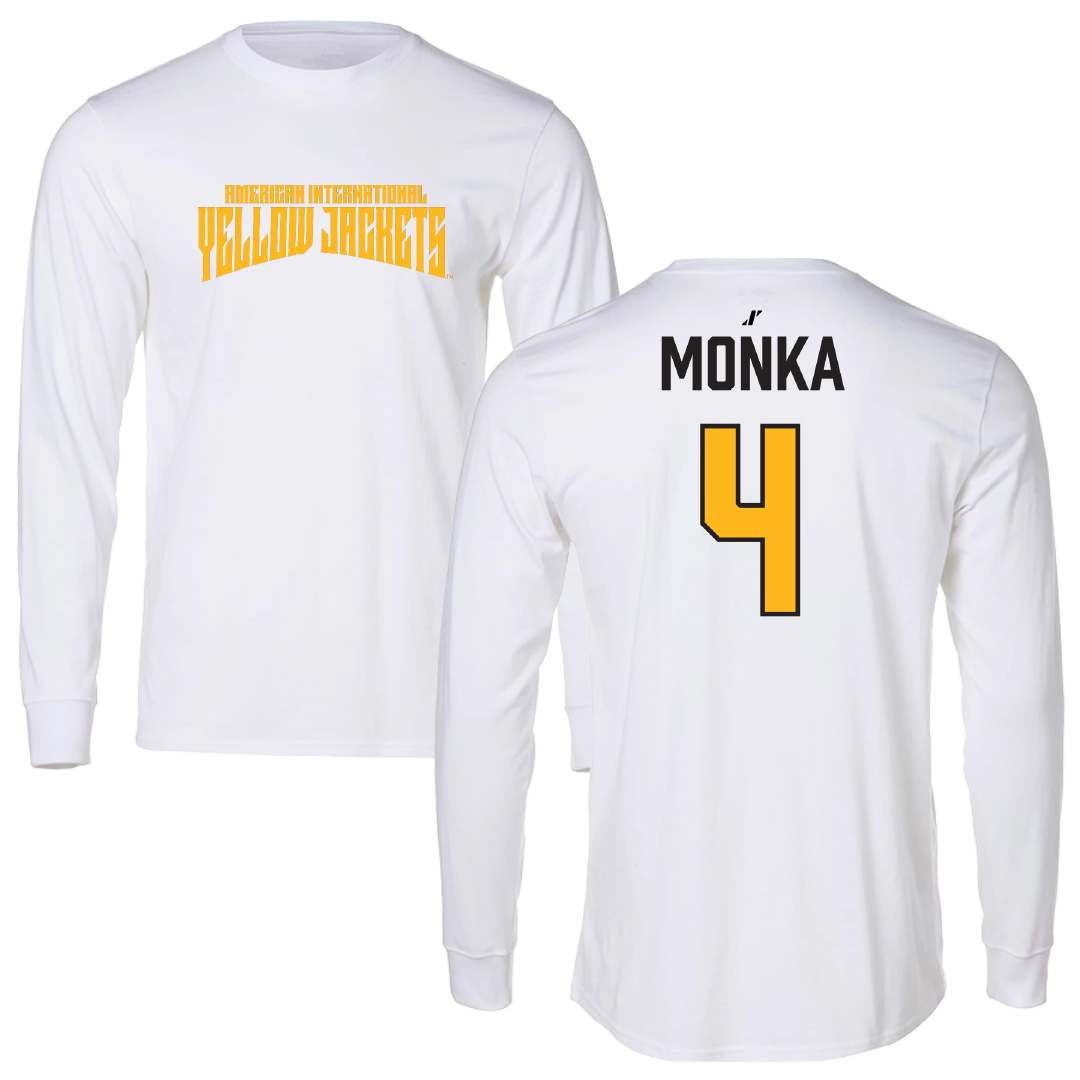 American International College Basketball White Classic Long Sleeve - #4 Eden Monka