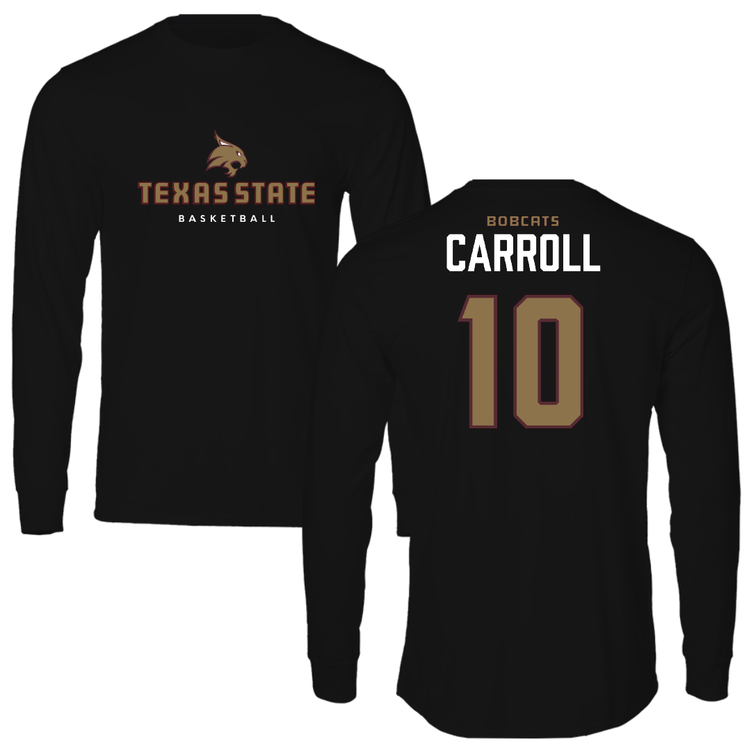 Texas State University Basketball Black Performance Long Sleeve - #10 Angela Carroll
