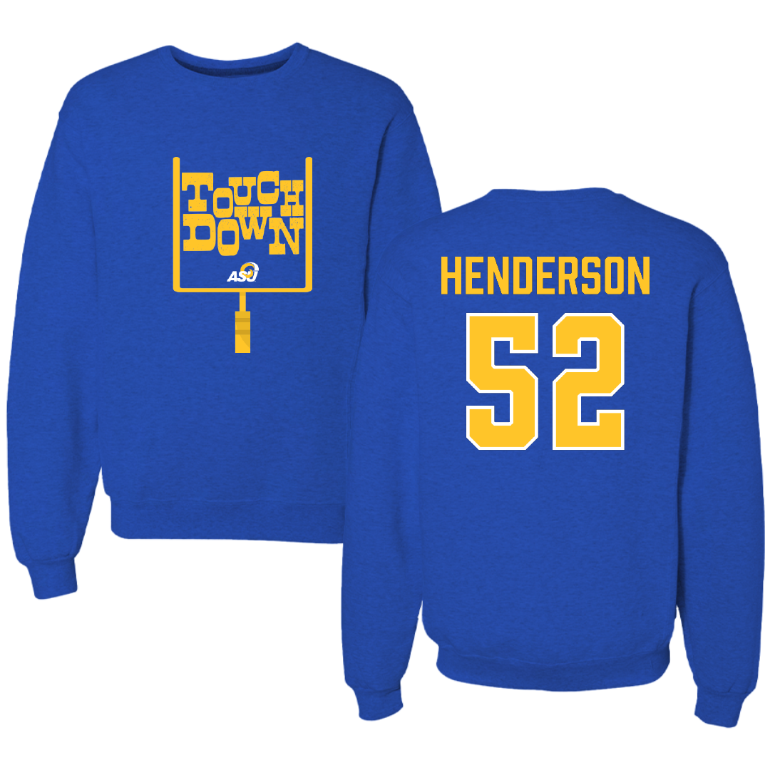 Angelo State University Football Blue Touchdown Crewneck - #52 Jayden Henderson