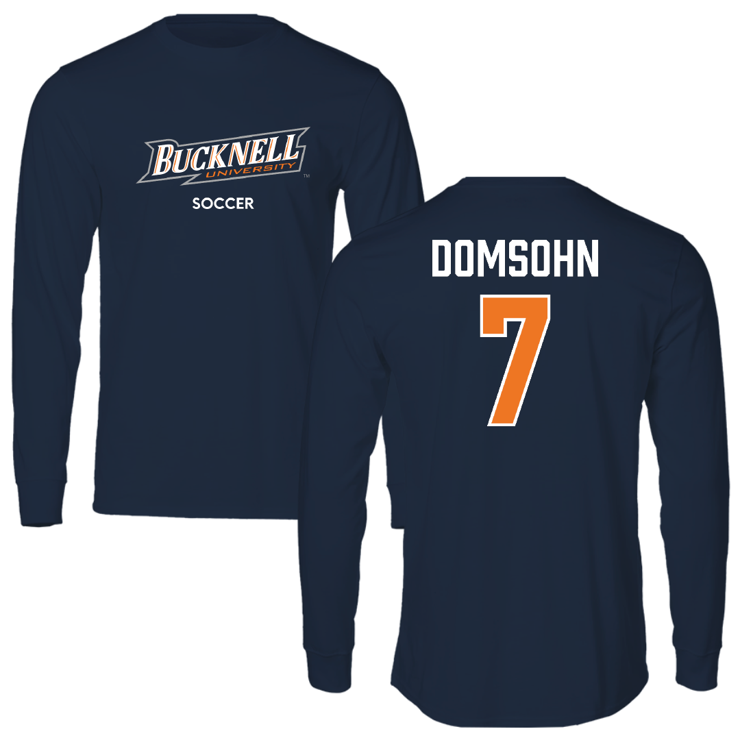 Bucknell University Soccer (M) Navy Performance Long Sleeve - #7 Zane Domsohn