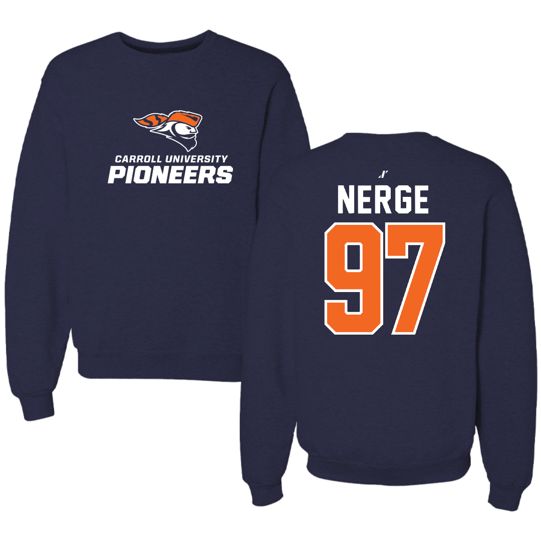 Carroll University Football Navy Crewneck - #97 Ethan Nerge