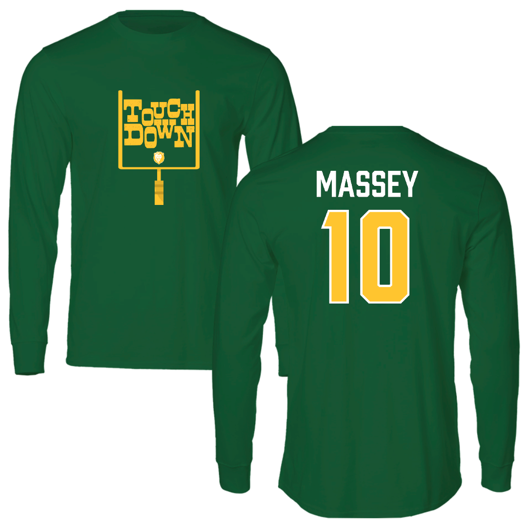 Southeastern Louisiana University Football Green Touchdown Long Sleeve - #10 Maurice Massey