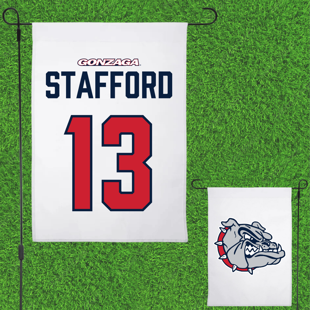Gonzaga University Soccer (M) White Garden Flag - #13 Jom Stafford