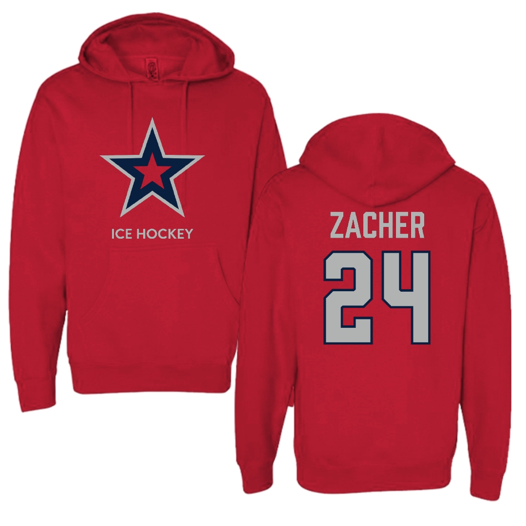 Robert Morris University Ice Hockey (M) Red Mascot Hoodie - #24 Walter Zacher