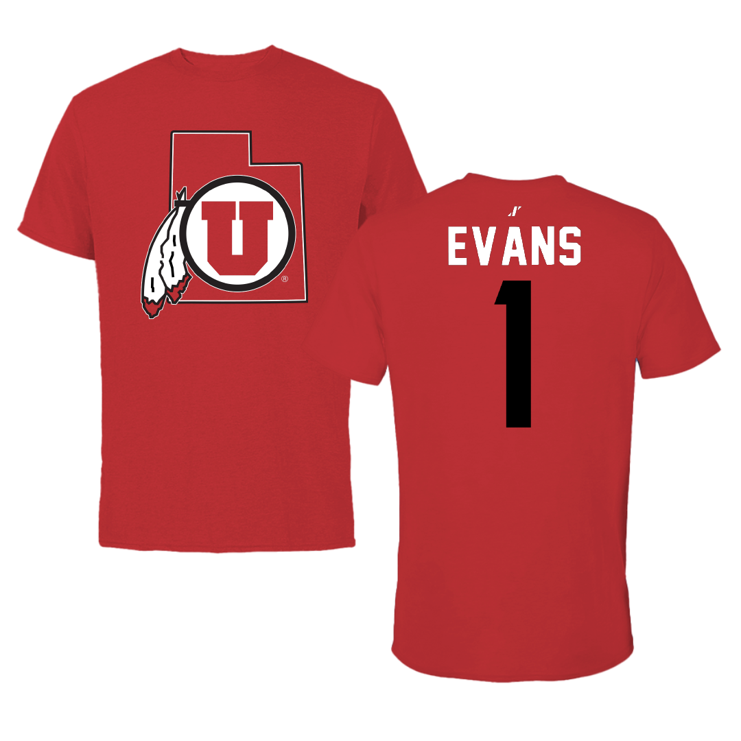 University of Utah Football Red State Performance Tee - #1 Rabbit Evans