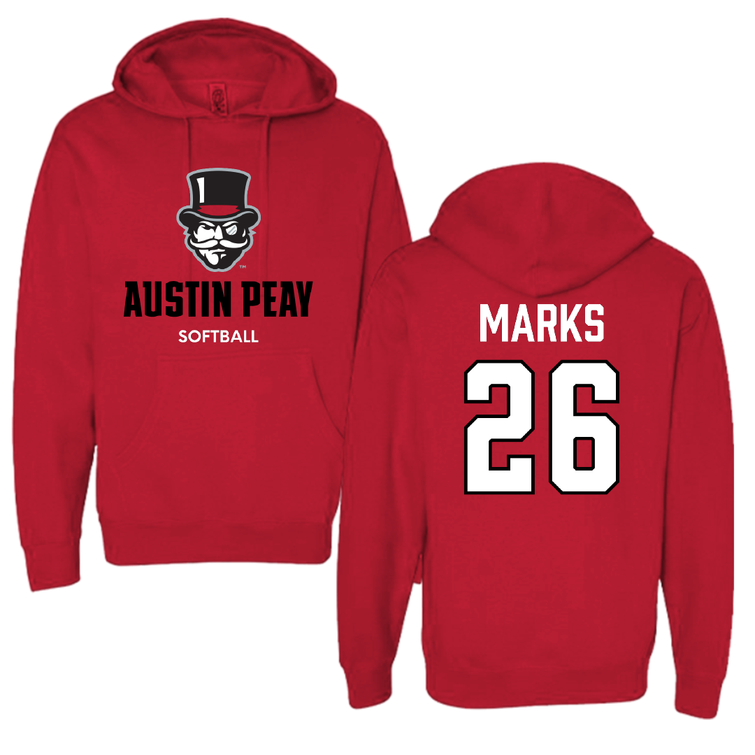 Austin Peay State University Softball Red Hoodie - #26 Emily Marks
