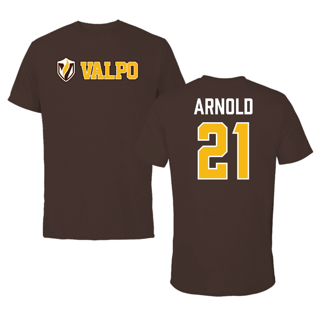 Valparaiso University Soccer (W) Brown Tee - #21 Alex Arnold