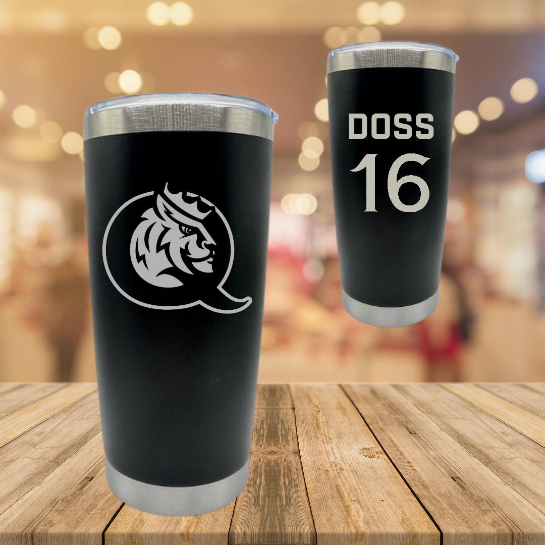 Queens University of Charlotte Baseball Black Stainless Steel Tumbler - #16 Gage Doss