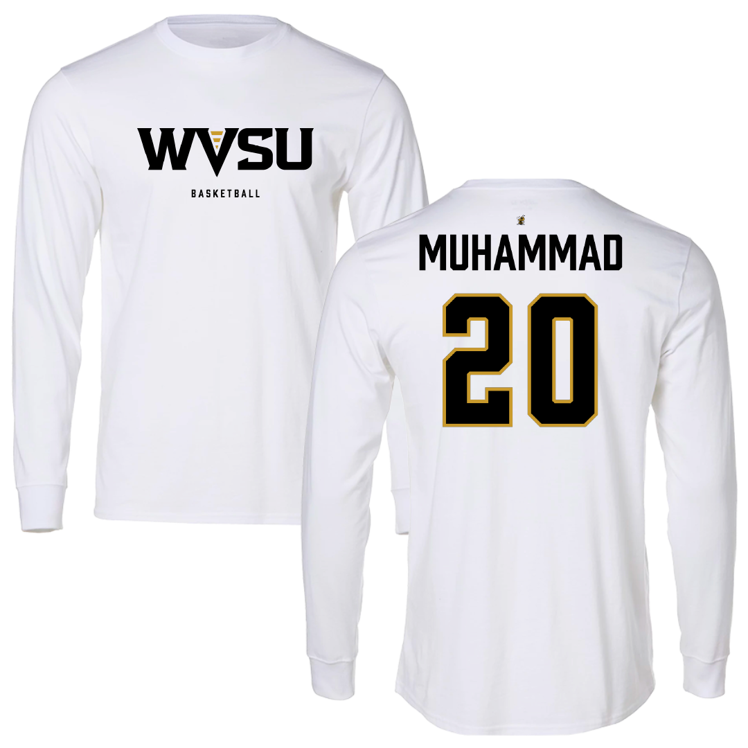 West Virginia State University Basketball (W) White Long Sleeve - #20 Dream Muhammad