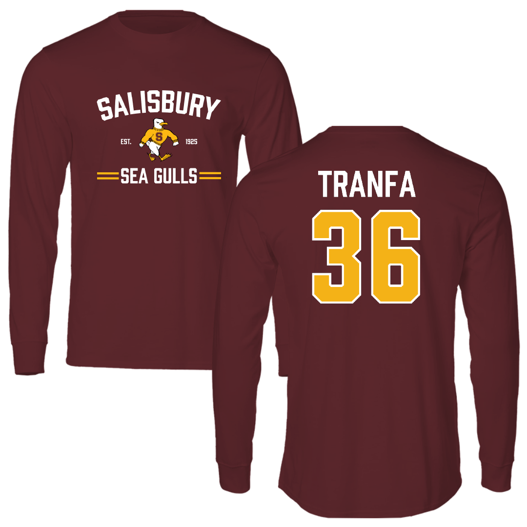 Salisbury University Football Maroon General Performance Long Sleeve - #36 Donovan Tranfa