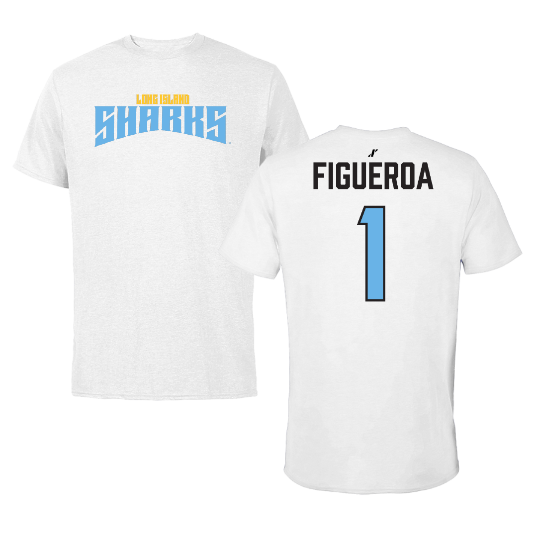 Long Island University Baseball White Classic Tee - #1 Nate Figueroa