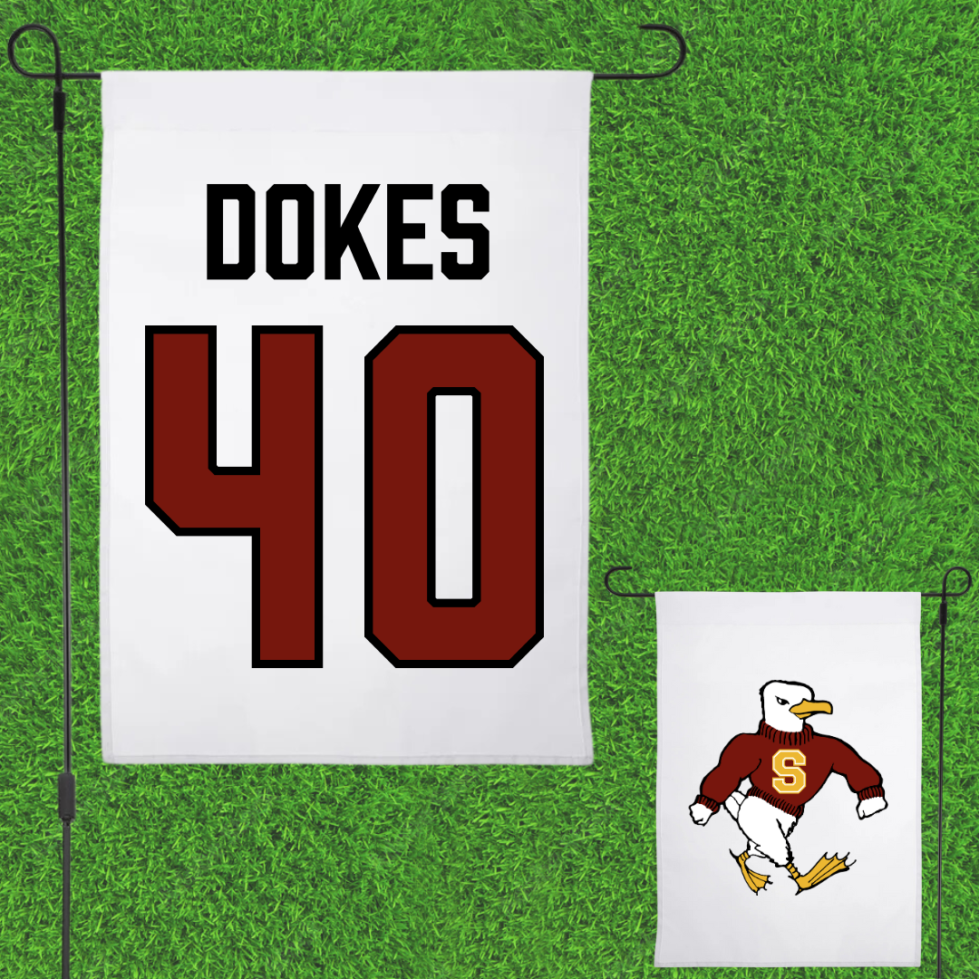 Salisbury University Football White Garden Flag - #40 Malachi Dokes