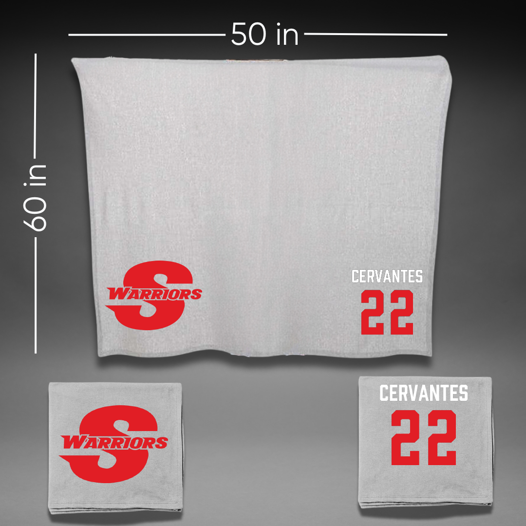 Stanislaus State Soccer Gray Blanket - #22 Alexis Cervantes