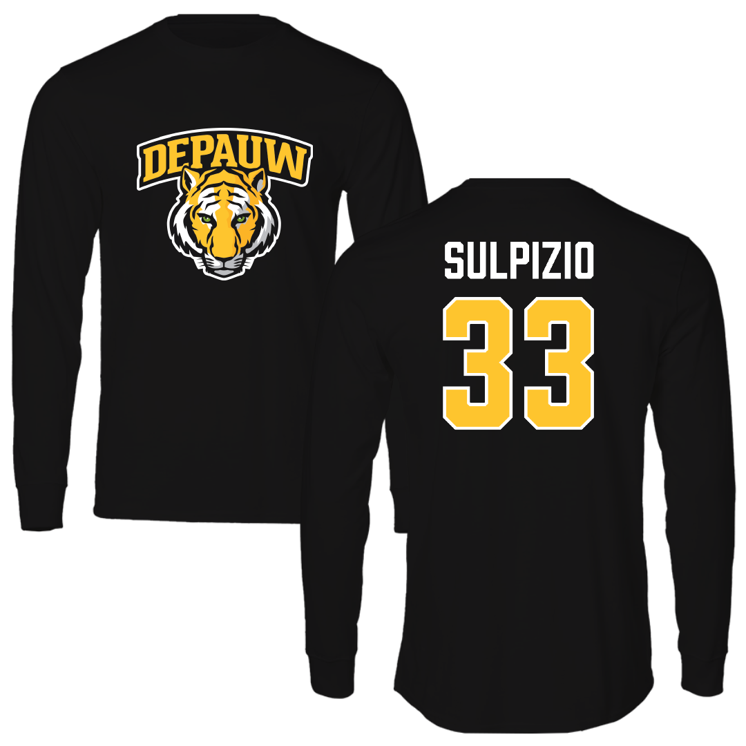 DePauw University Lacrosse (M) Black Performance Long Sleeve - #33 Noah Sulpizio