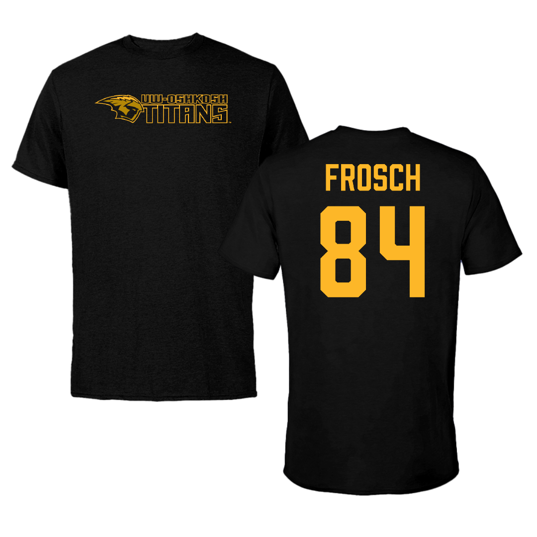 University of Wisconsin-Oshkosh Football Black Tee - #84 Boden Frosch