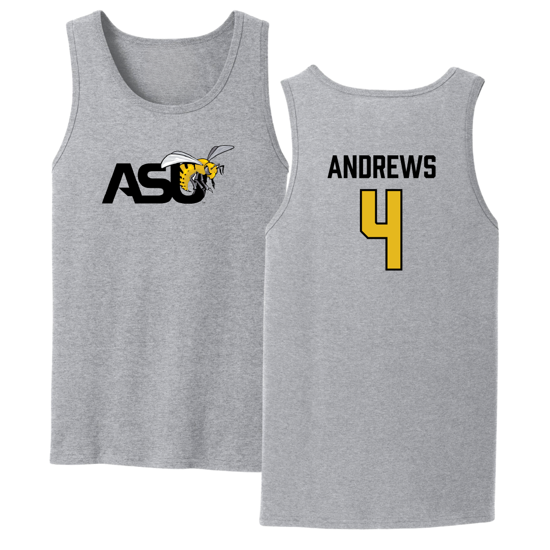 Alabama State University Basketball Sport Gray Tank Top - #4 Mario Andrews