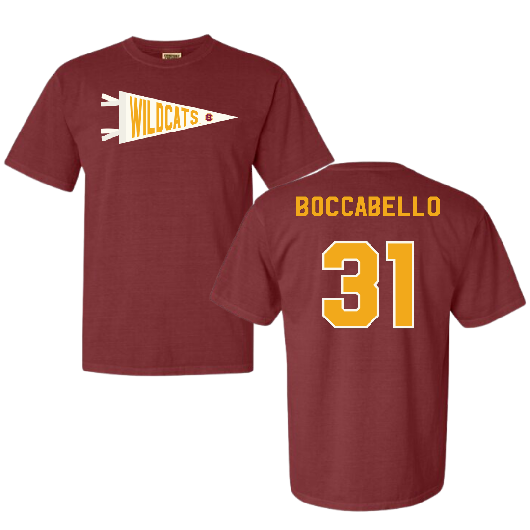 Bethune-Cookman University Baseball Maroon Pennant Comfort Colors Tee - #31 Tanner Boccabello