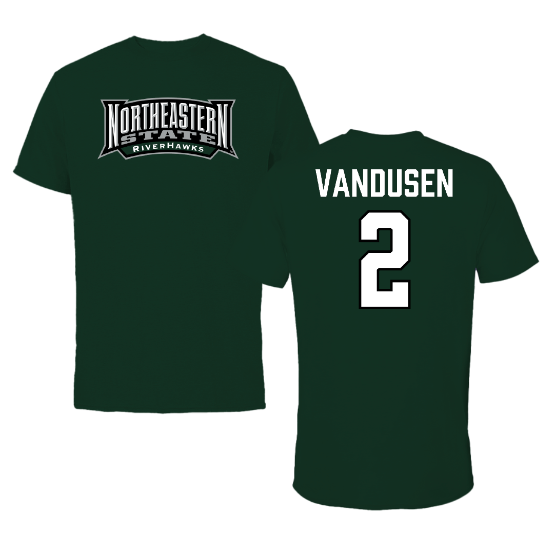 Northeastern State University Soccer Forest Green Block Tee - #2 Ethan VanDusen