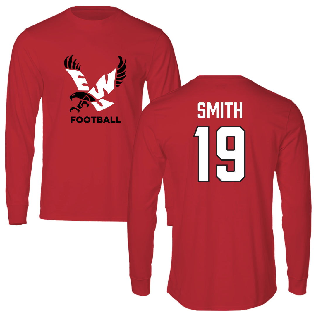 Eastern Washington University Football Red EWU Performance Long Sleeve - #19 Bryce Smith
