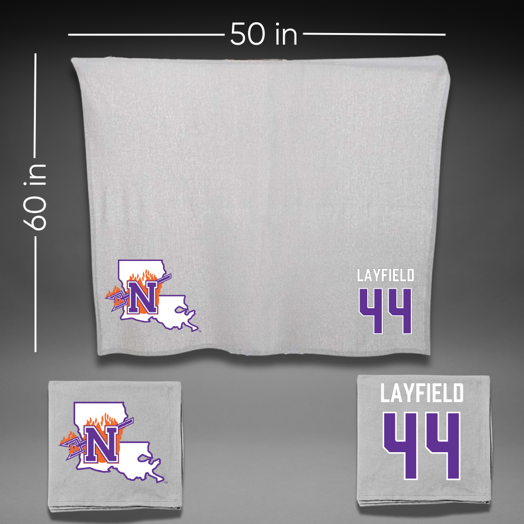 Northwestern State University Softball Gray Blanket - #44 Madge Layfield