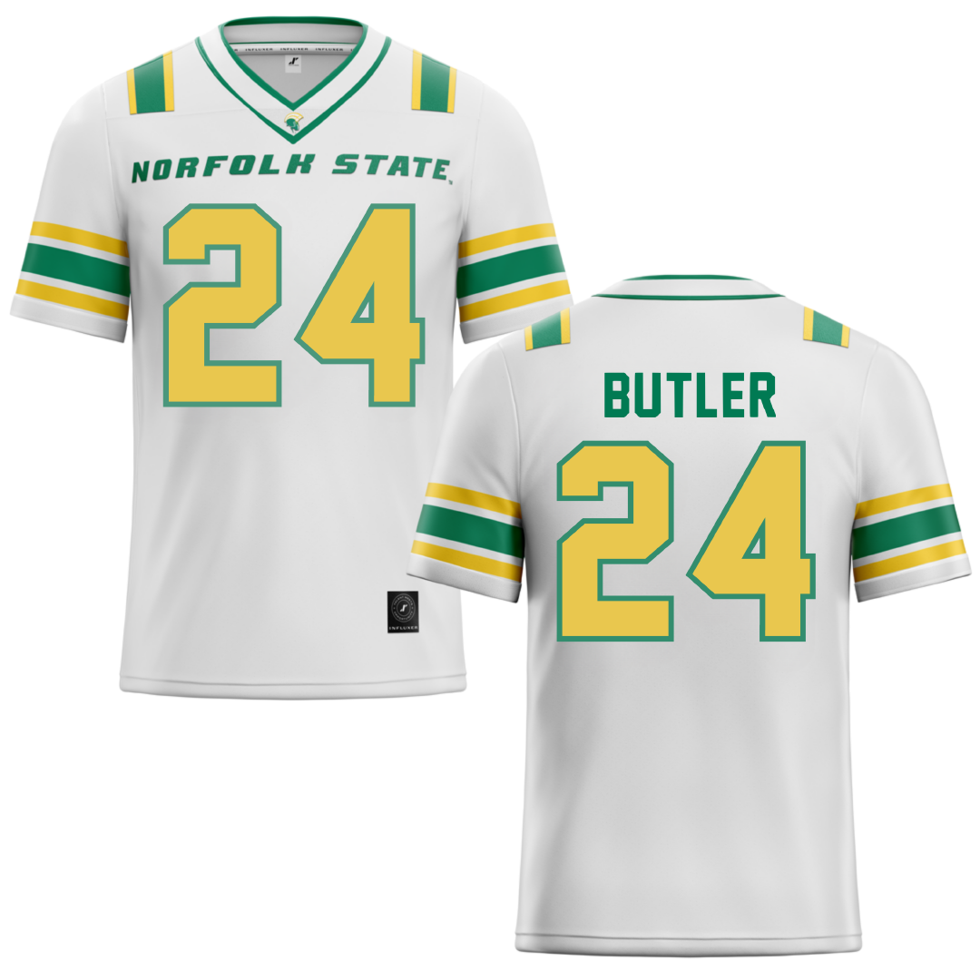 Norfolk State University White Football Jersey - #24 Chris Butler