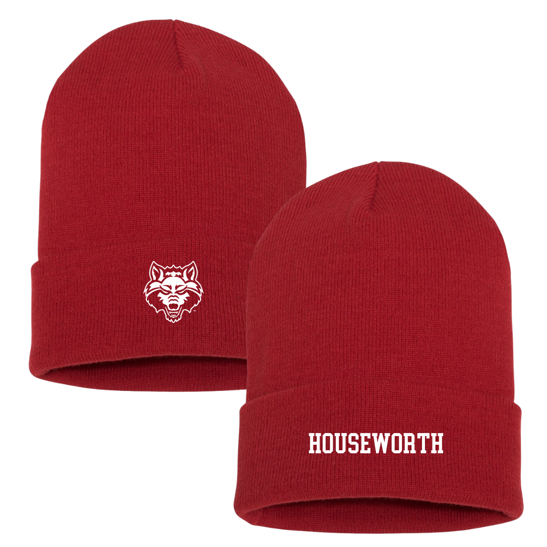 Arkansas State University Baseball Red Beanie - #20 Aidan Houseworth