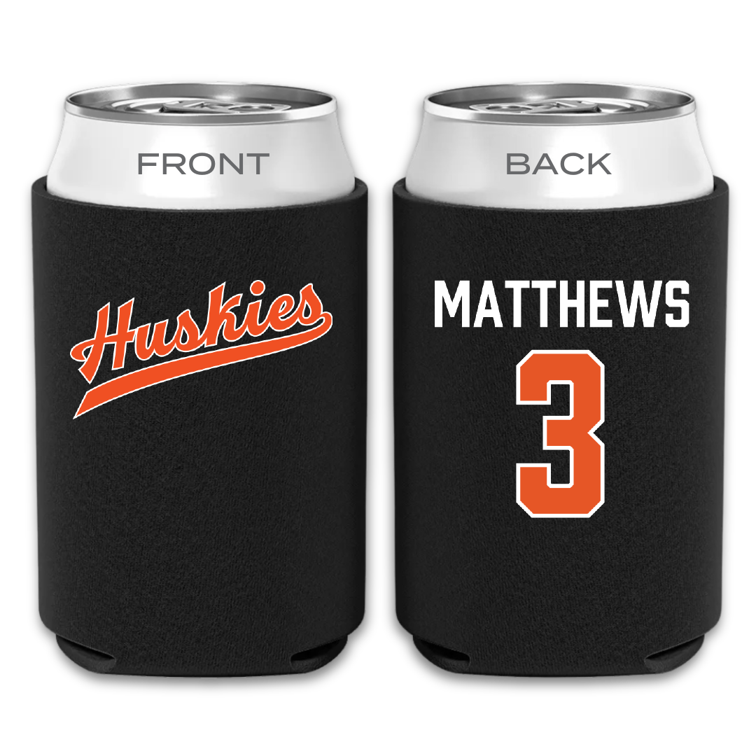 Houston Christian University Baseball Black Can Cooler - #3 Caleb Matthews