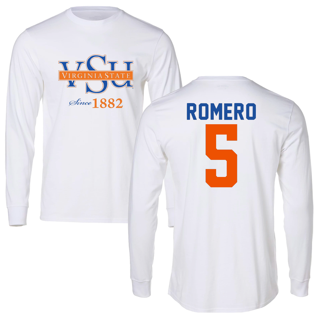 Virginia State University Baseball White Long Sleeve - #5 Erik Romero