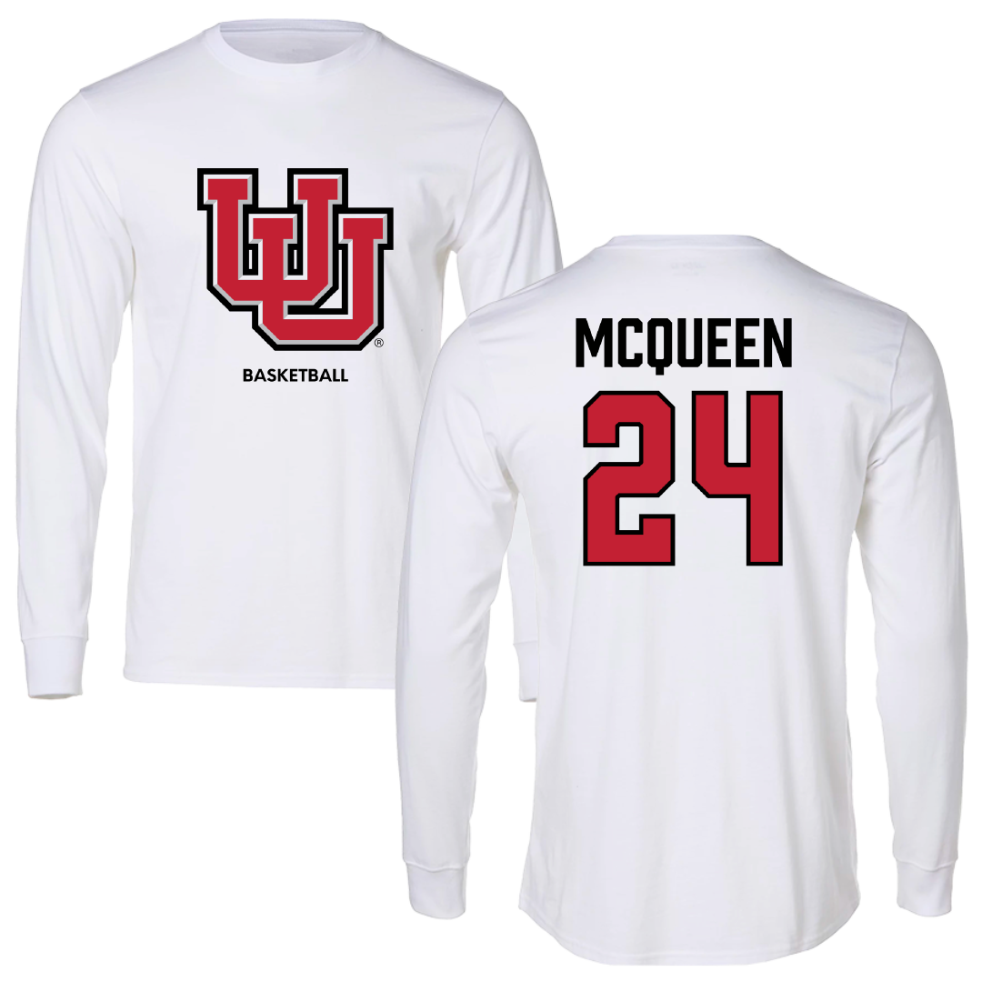 University of Utah Basketball (W) White Block Performance Long Sleeve - #24 Kennady McQueen