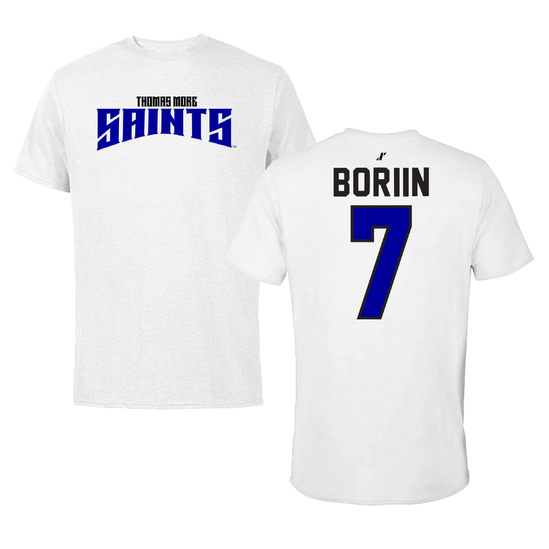 Thomas More University Lacrosse White Classic Performance Tee - #7 Nick Boriin