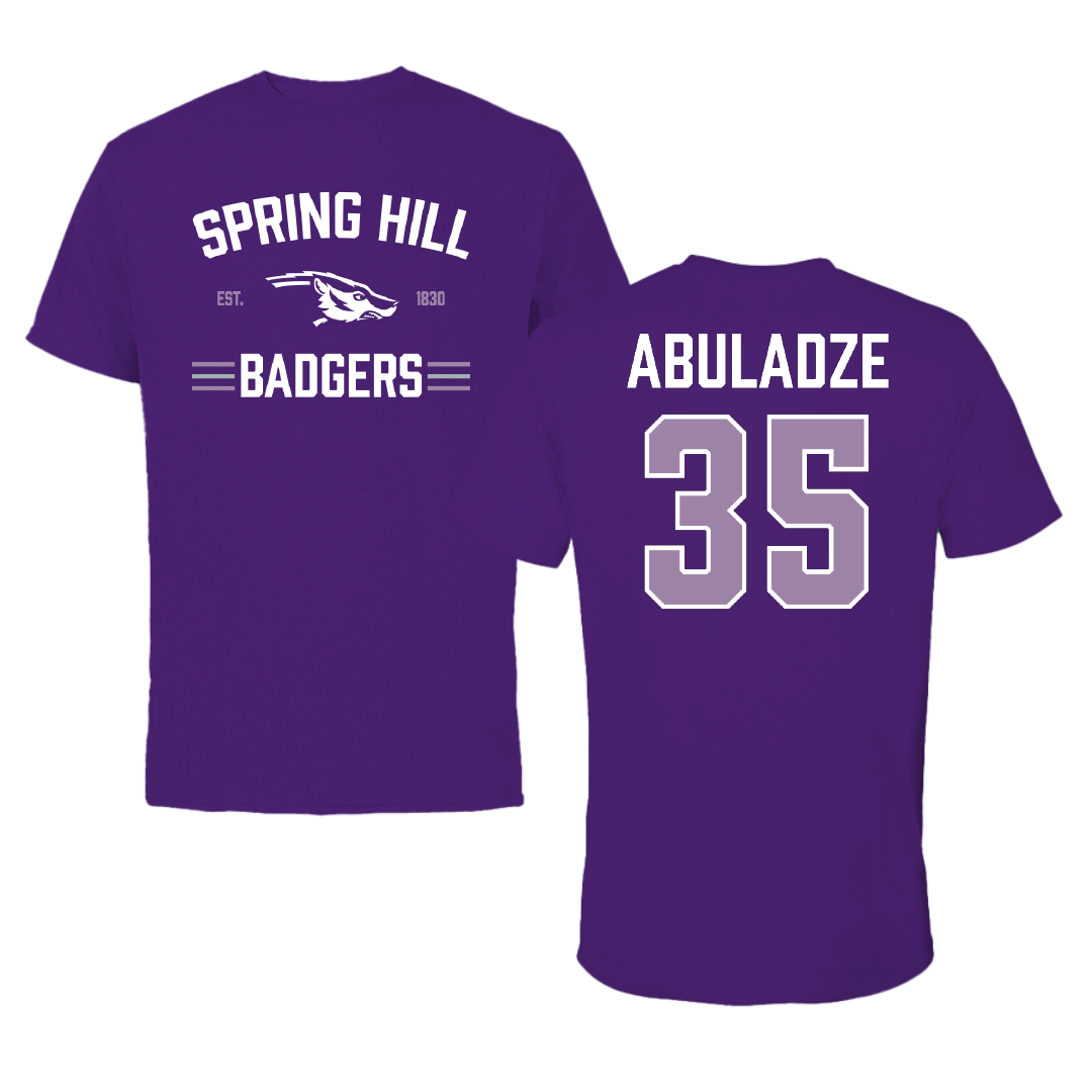 Spring Hill College Basketball (M) Purple General Performance Tee - #35 Nikoloz Abuladze