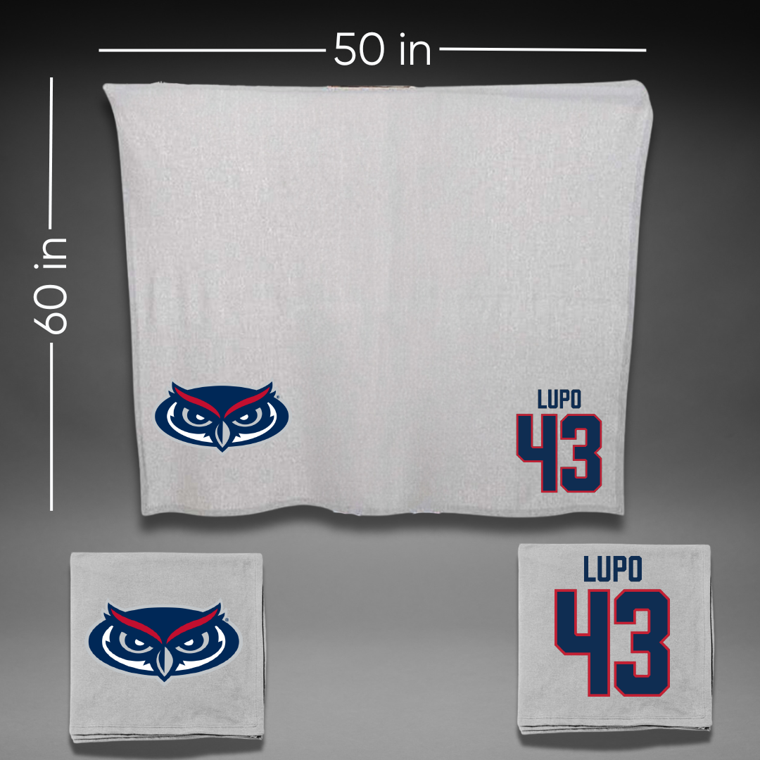 Florida Atlantic University Football Gray Blanket - #43 Logan Lupo
