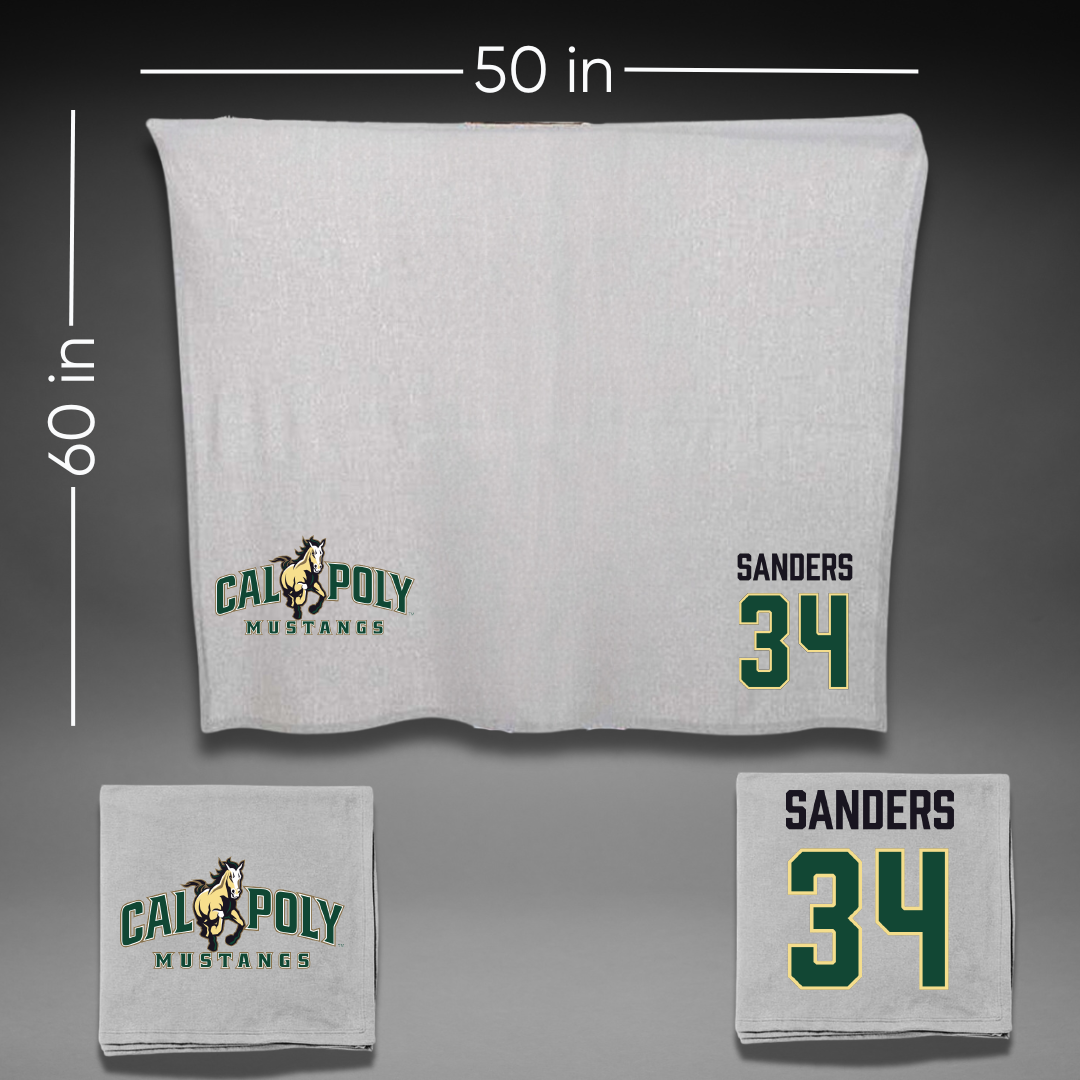 Cal Poly Football Gray Blanket - #34 Kendric Sanders