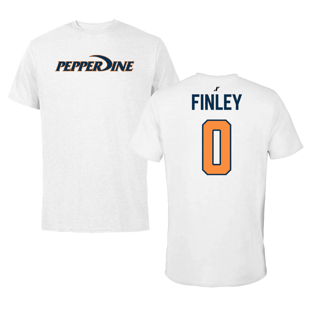 Pepperdine University Basketball White Tee - #0 Ivory Finley