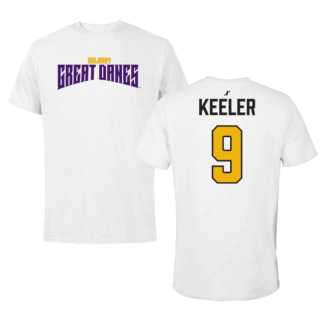 University at Albany Lacrosse White Classic Performance Tee - #9 Riley Keeler