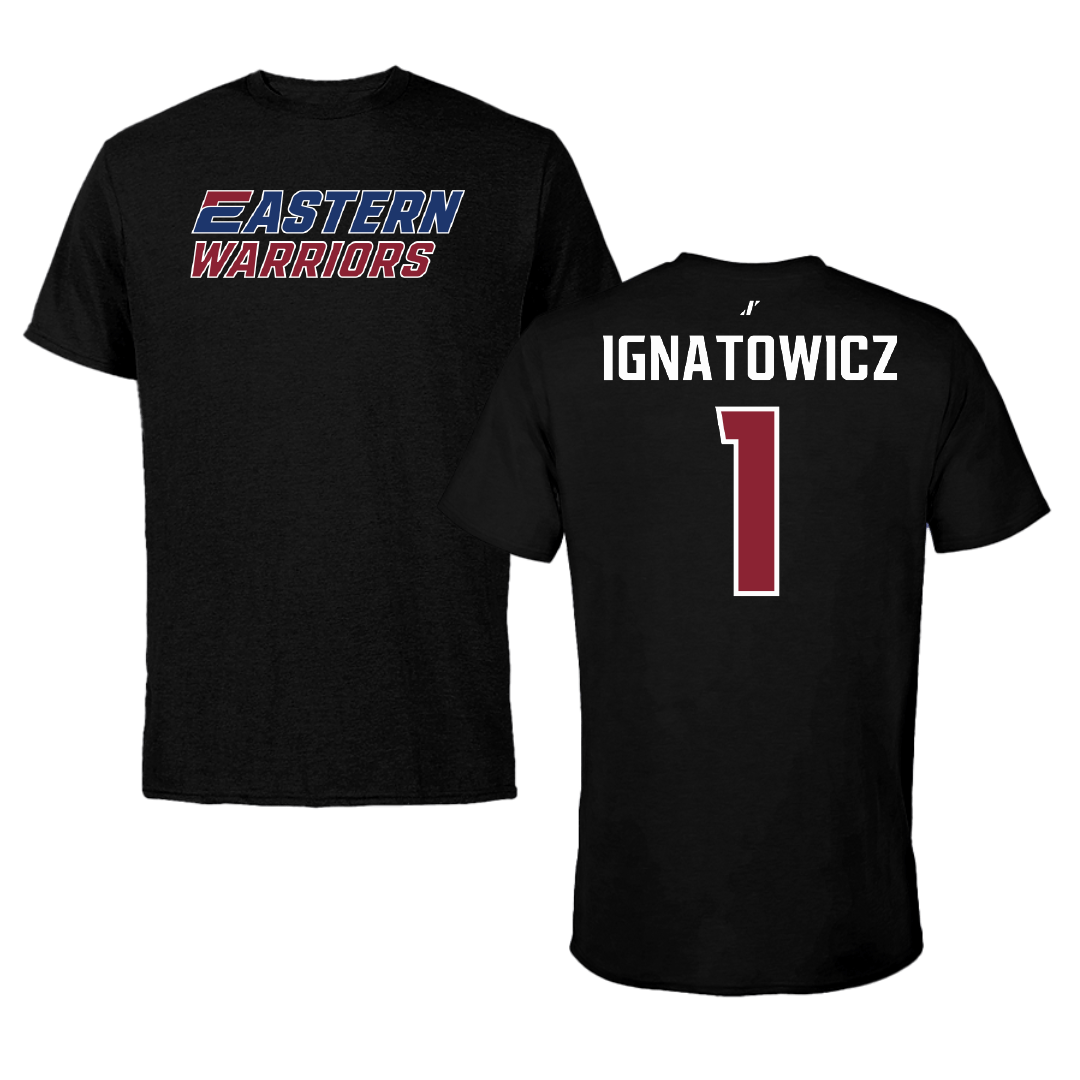 Eastern Connecticut State University Soccer (W) Black Performance Tee - #1 Alex Ignatowicz