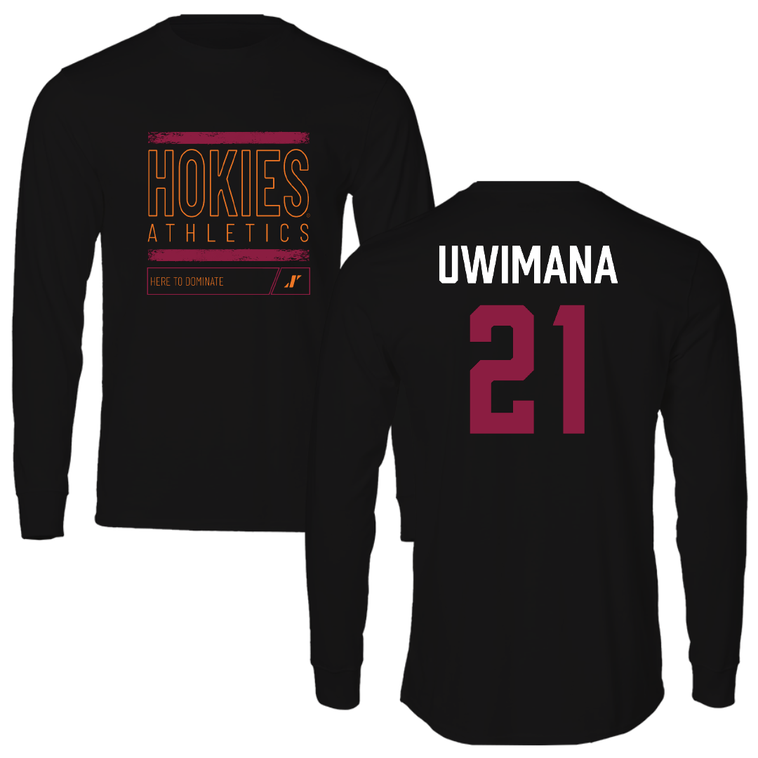 Virginia Tech Soccer Black Dominate Long Sleeve - #21 Noe Uwimana