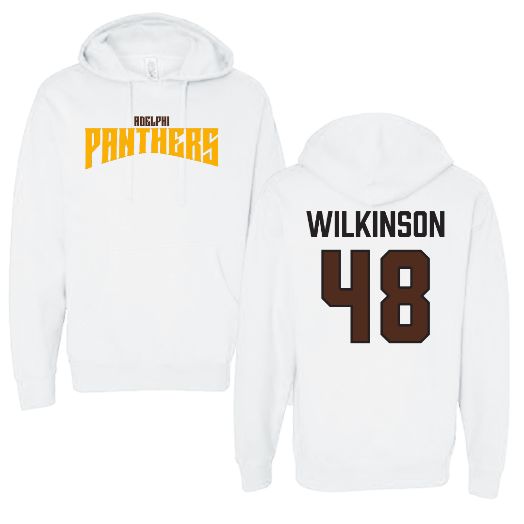 Adelphi University Baseball White Classic Hoodie - #48 Justin Wilkinson