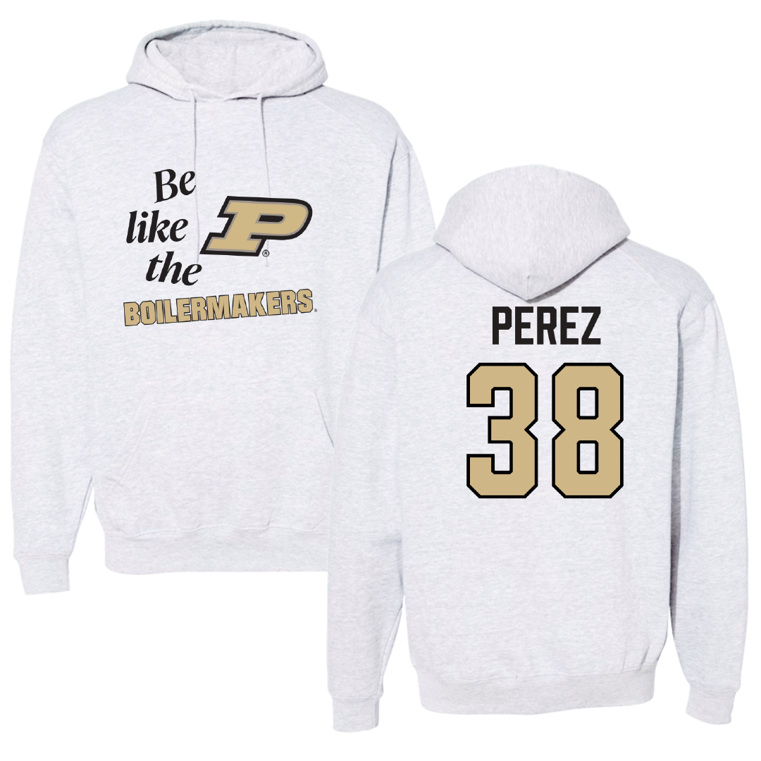 Purdue University Softball Light Gray Be Like Us Hoodie - #38 Brooke Perez