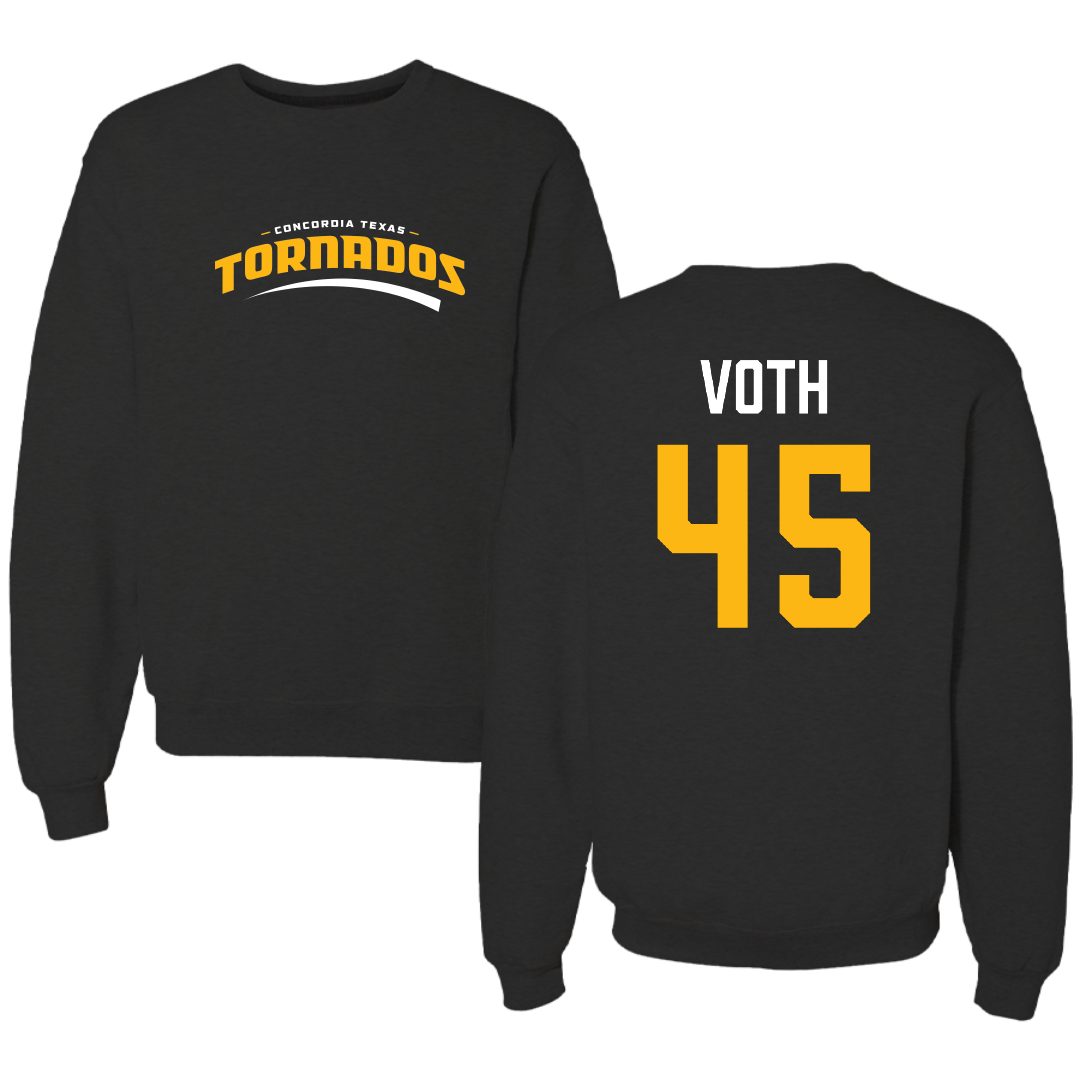 Concordia University (Texas) Baseball Black Crewneck - #45 Gavin Voth