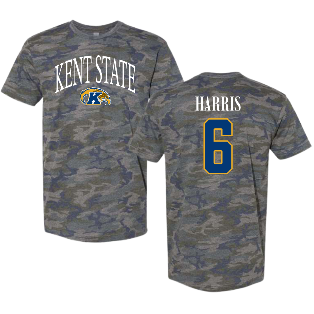 Kent State University Football Vintage Camo Tee - #6 Wayne Harris