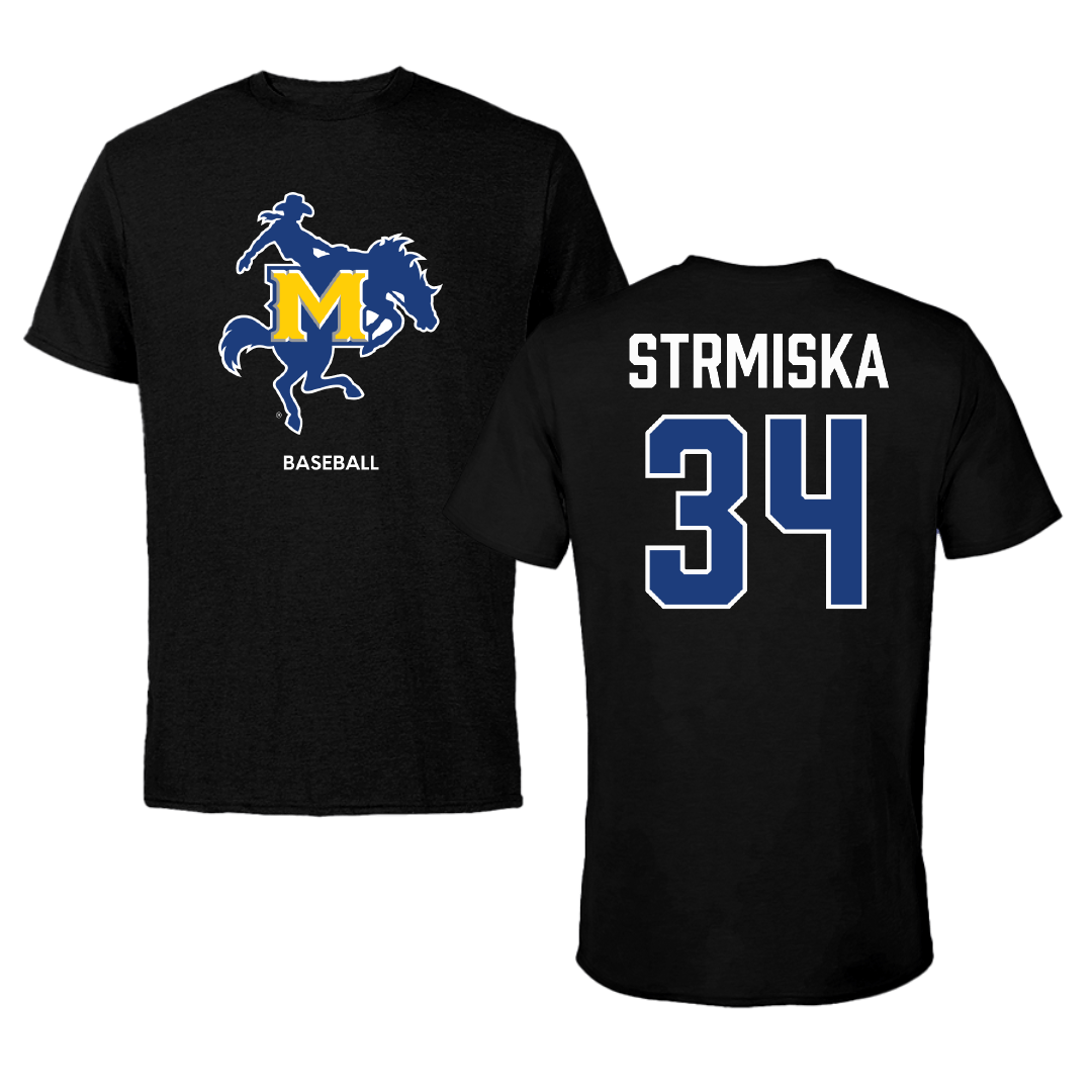 McNeese State University Baseball Black Tee - #34 Caleb Strmiska