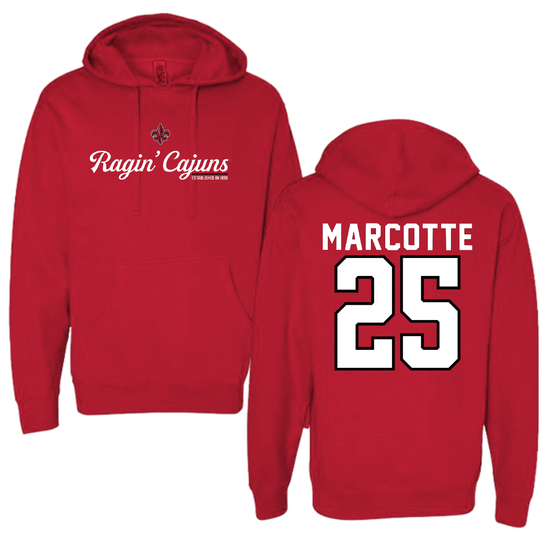 University of Louisiana at Lafayette Baseball Red General Hoodie - #25 Riley Marcotte