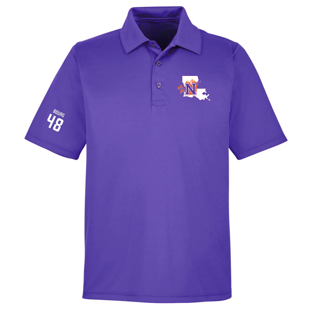 Northwestern State University Baseball Purple Polo - #48 Ethan Bourg