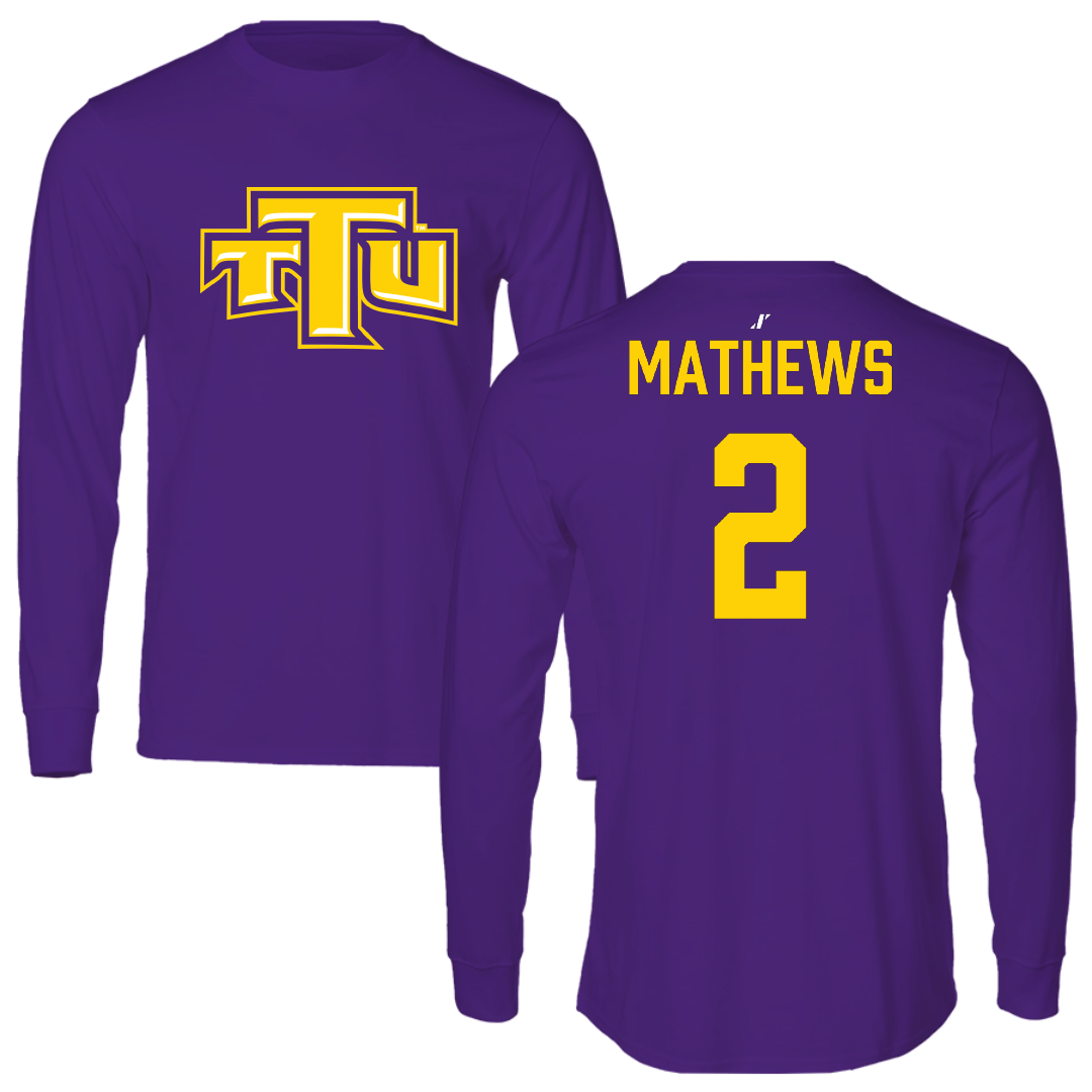 Tennessee Technological University Basketball (W) Purple Performance Long Sleeve - #2 Cam Mathews