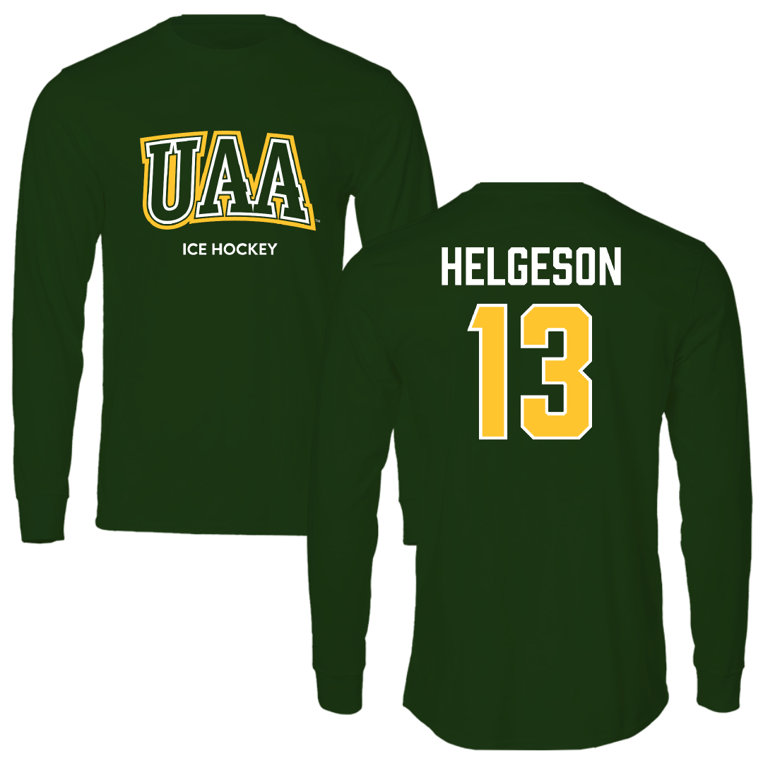 University of Alaska Anchorage Ice Hockey (M) Forest Green University Long Sleeve - #13 Luke Helgeson