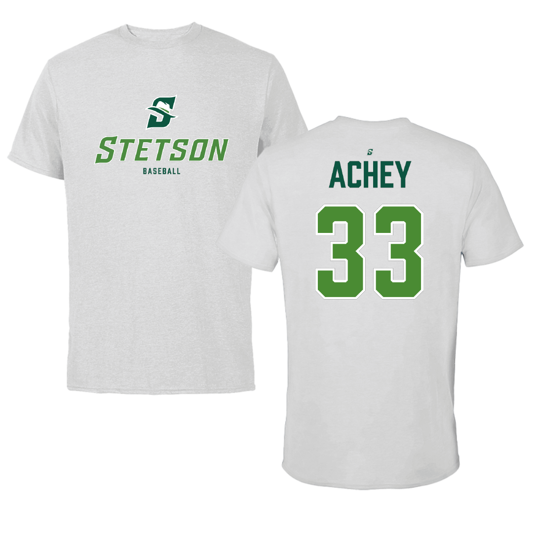 Stetson University Baseball Light Gray Performance Tee - #33 Thomas Achey