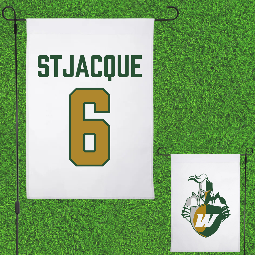 Webber International University Football White Garden Flag - #6 John Stjacque